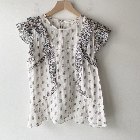 Veronica Beard Tops - veronica beard aira top floral flutter sleeve blouse